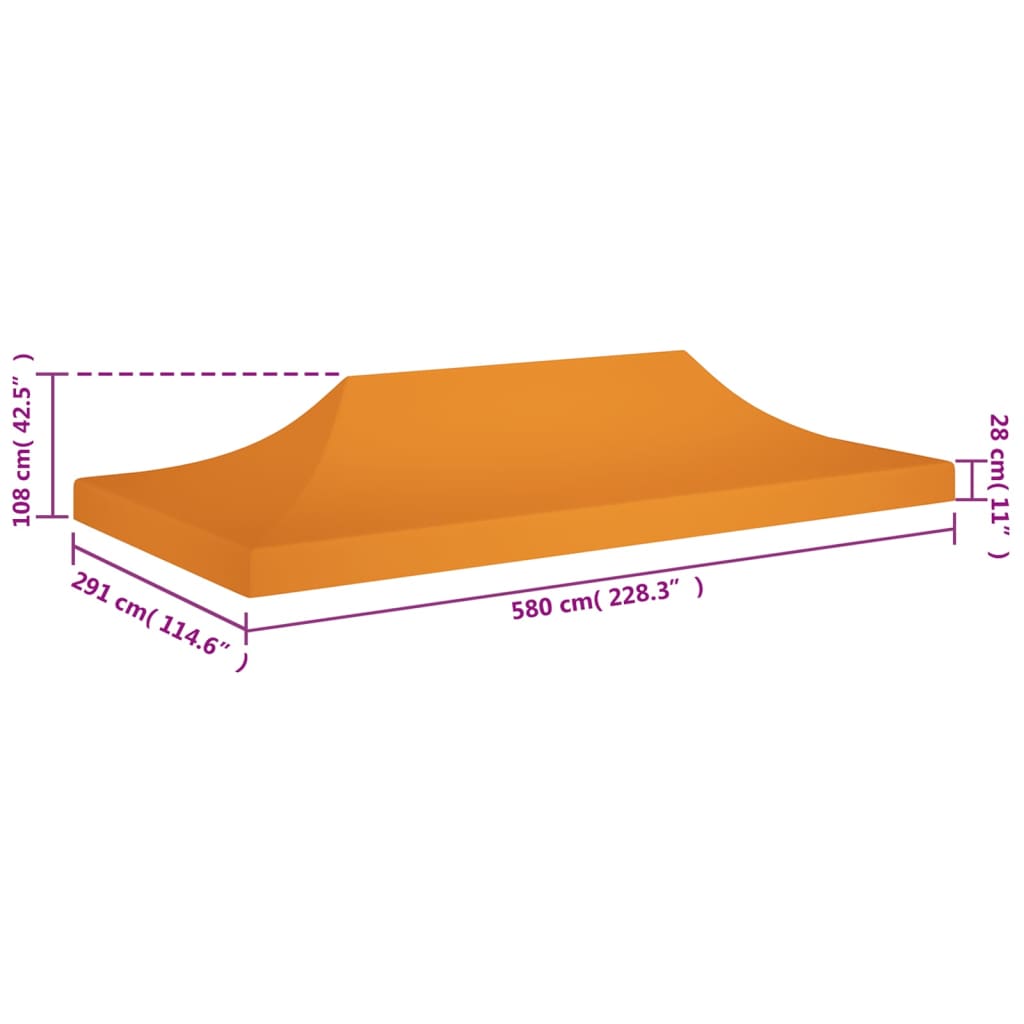Krov za šator za zabave 6 x 3 m narančasti 270 g/m²