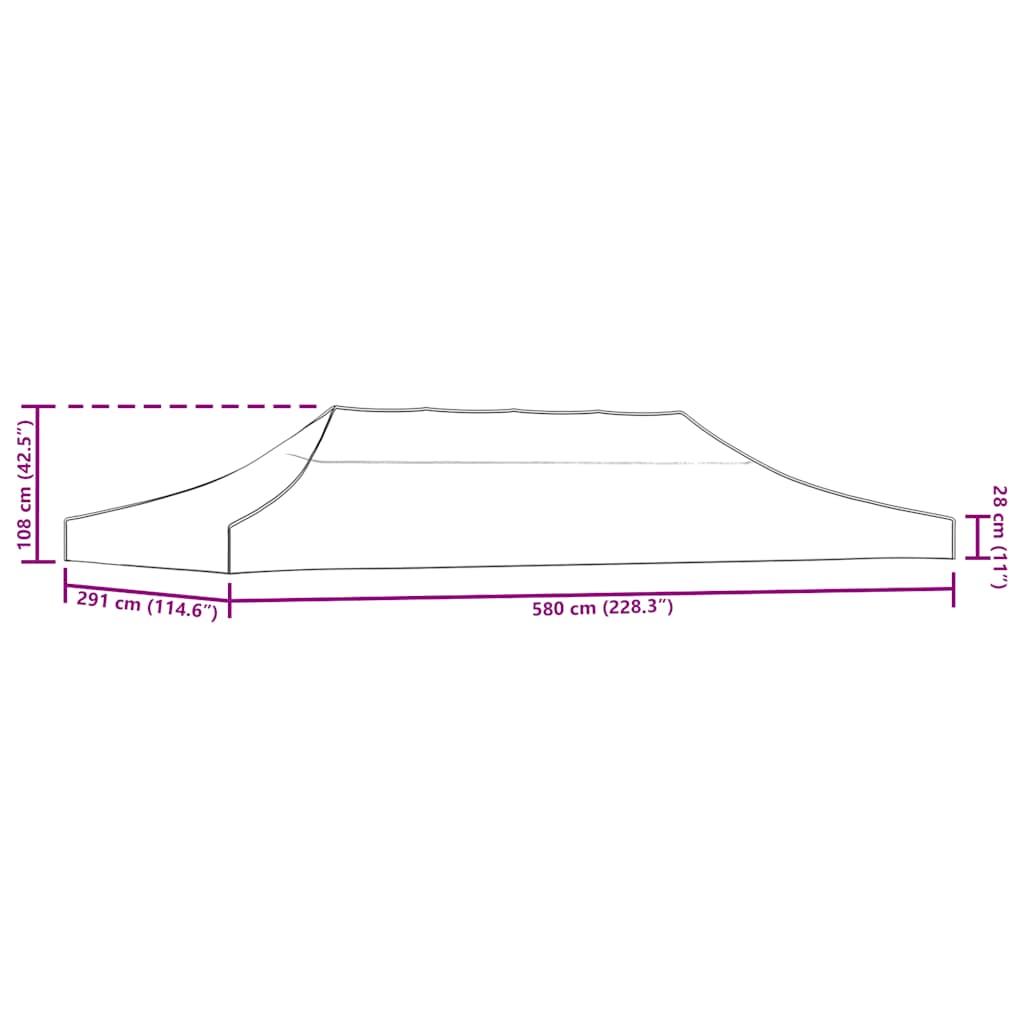 Krov za šator za zabave 6 x 3 m terakota 270 g/m²
