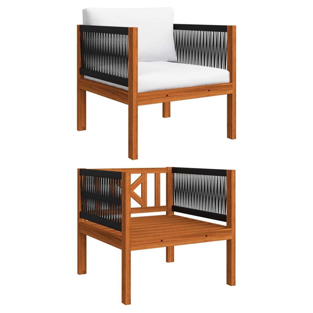 Vrtni set za sjedenje s jastucima, 7 dijelova, krem, 63x63 cm