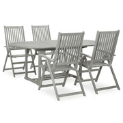 Vrtni blagovaonski set od 5 dijelova (150-200) x 100 cm, masivno drvo akacije, sive boje