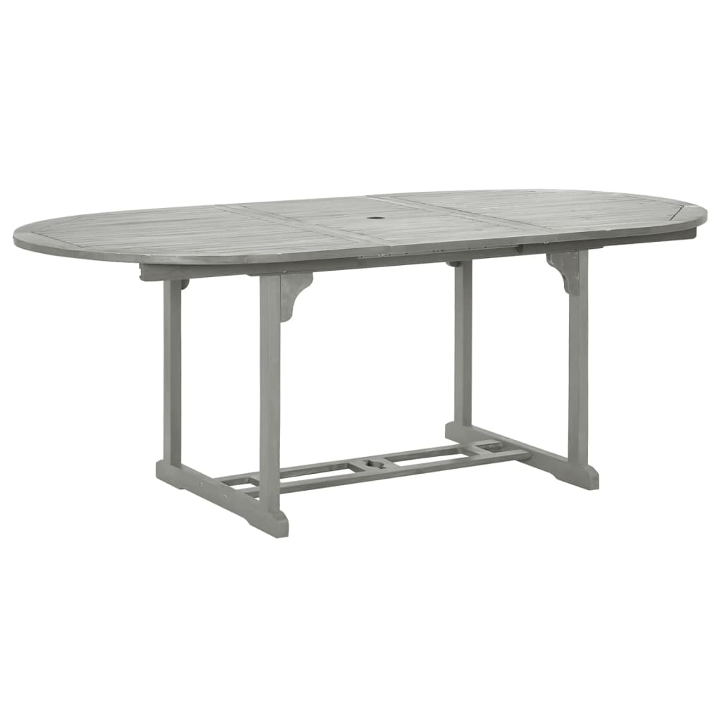 Vrtni blagovaonski set od 5 dijelova (150-200) x 100 cm, masivno drvo akacije, sive boje