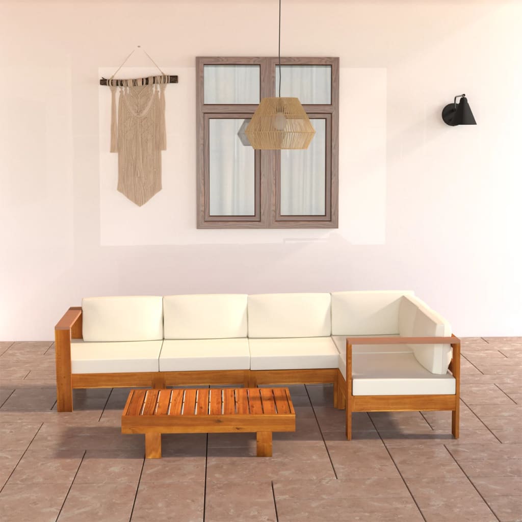 Vrtni set za sjedenje s jastucima, 6 dijelova, 100 x 60 cm, akacija