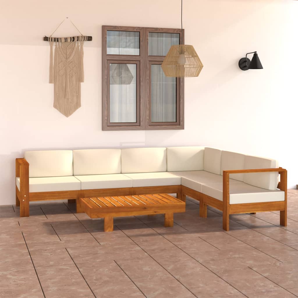 Vrtni set za sjedenje s jastucima, 7 dijelova, 100 x 60 cm, akacija