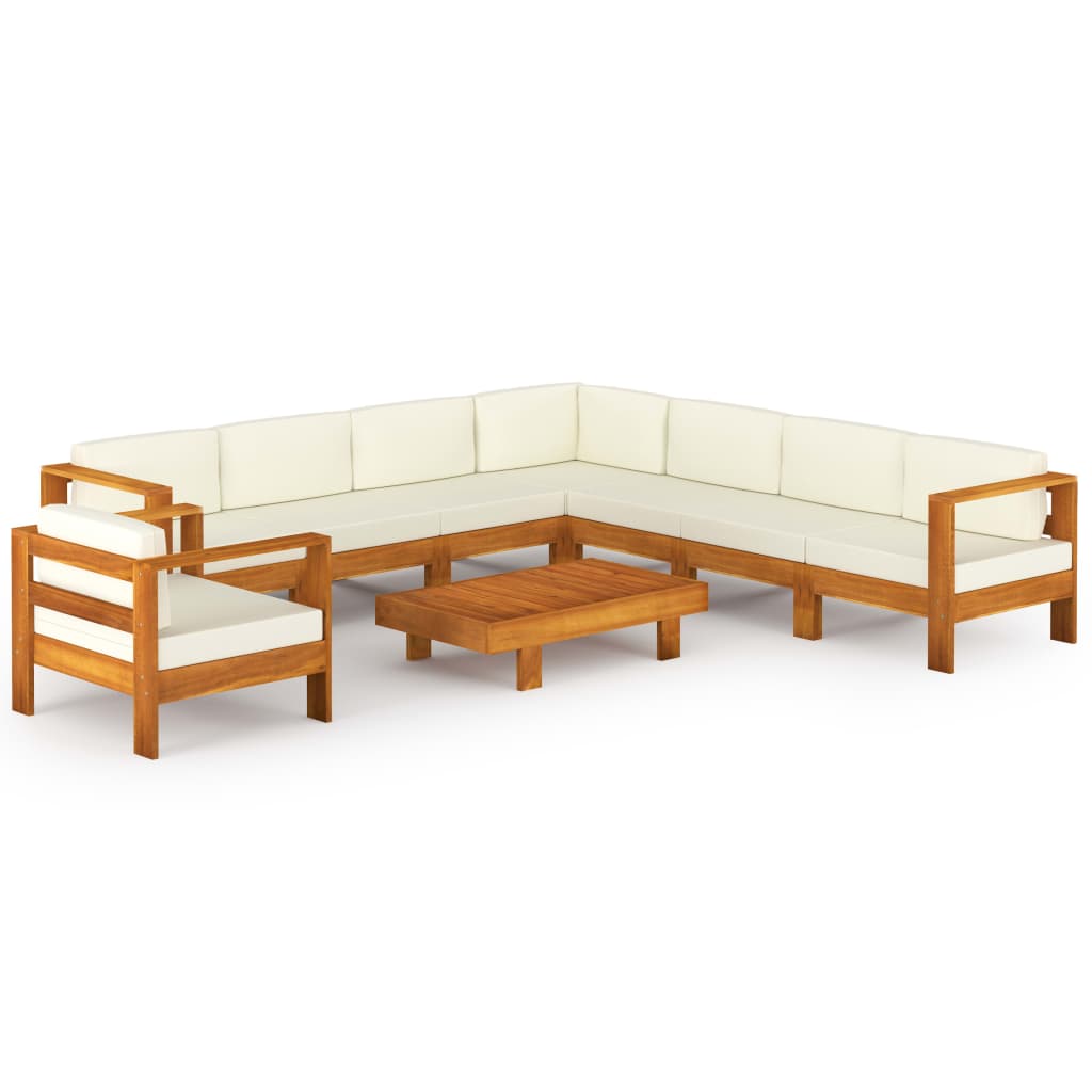 Vrtni set za sjedenje s jastucima, 9 dijelova, 100 x 60 cm, akacija
