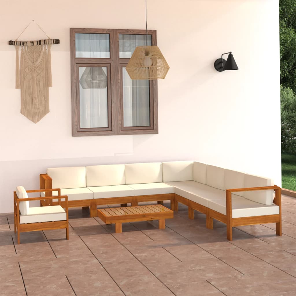 Vrtni set za sjedenje s jastucima, 9 dijelova, 100 x 60 cm, akacija