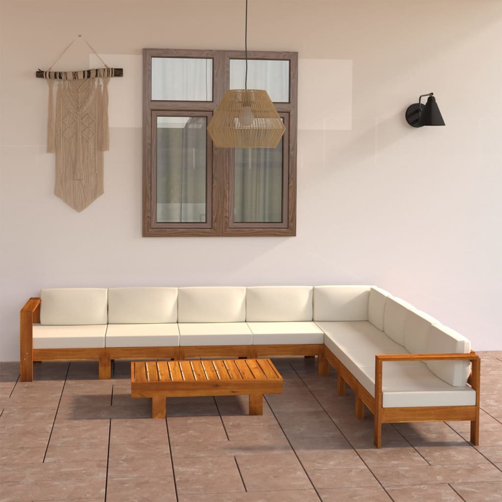 Vrtni set za sjedenje s jastucima, 9 dijelova, 100 x 60 cm, akacija