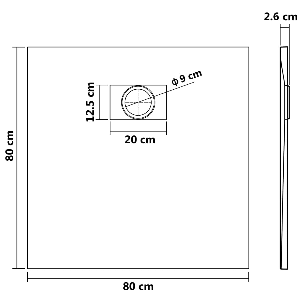 Kada za tuš SMC siva 80 x 80 cm