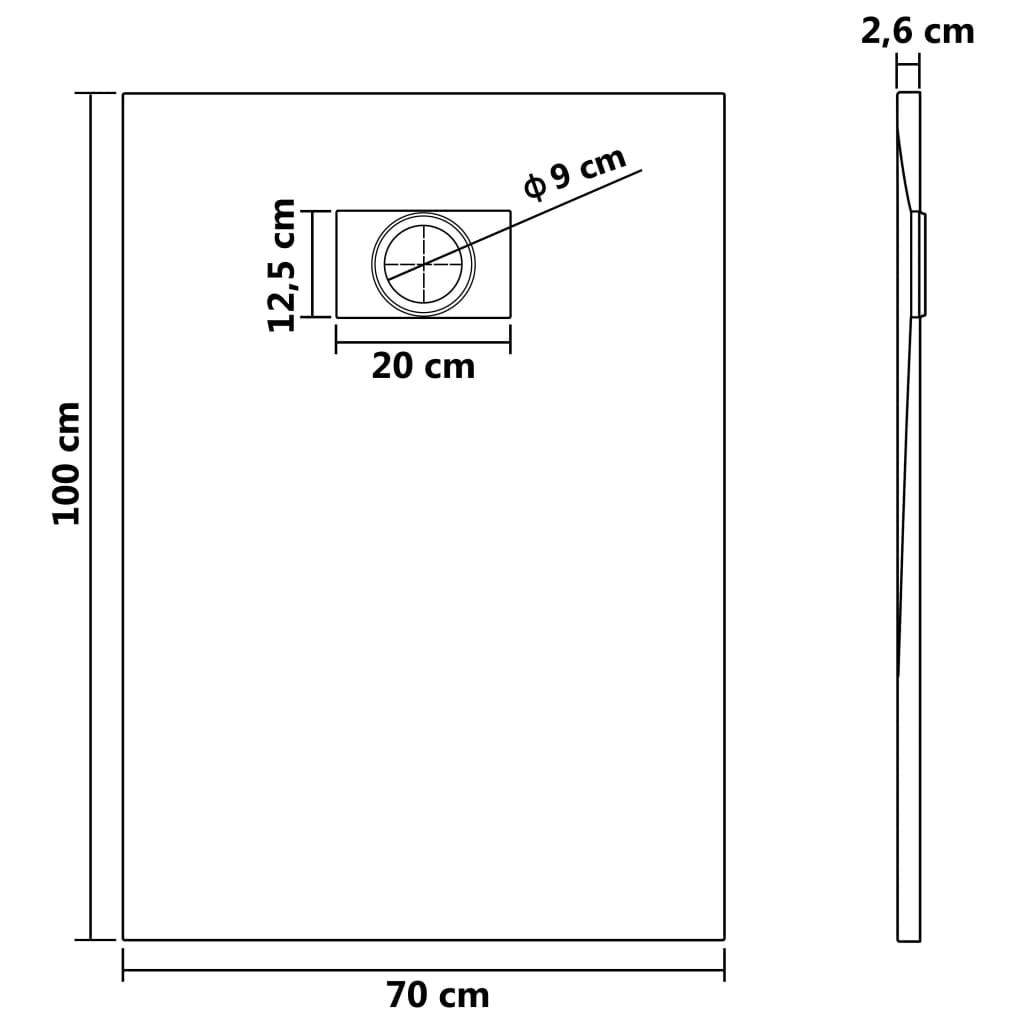 Kada za tuš SMC siva 100 x 70 cm