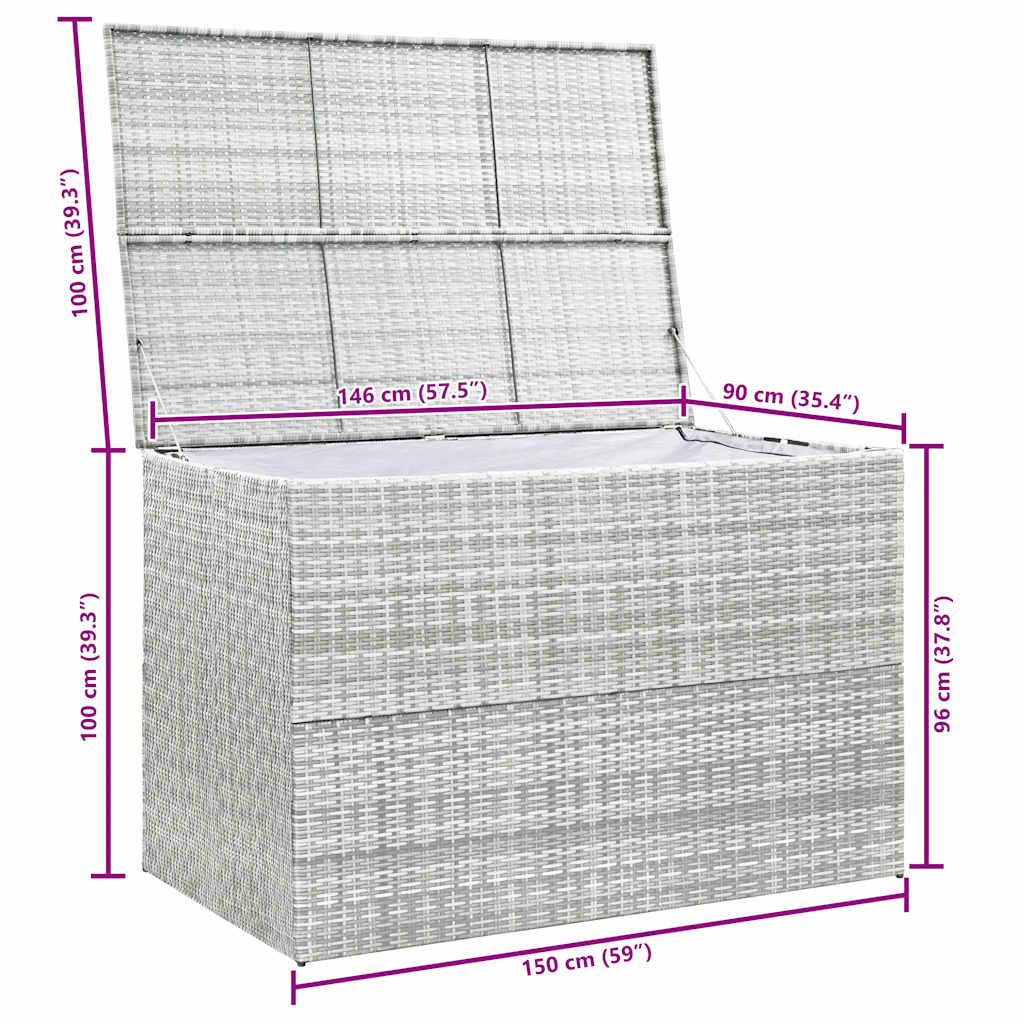 Vrtna kutija za pohranu svjetlosiva 150x100x100 cm poliratan