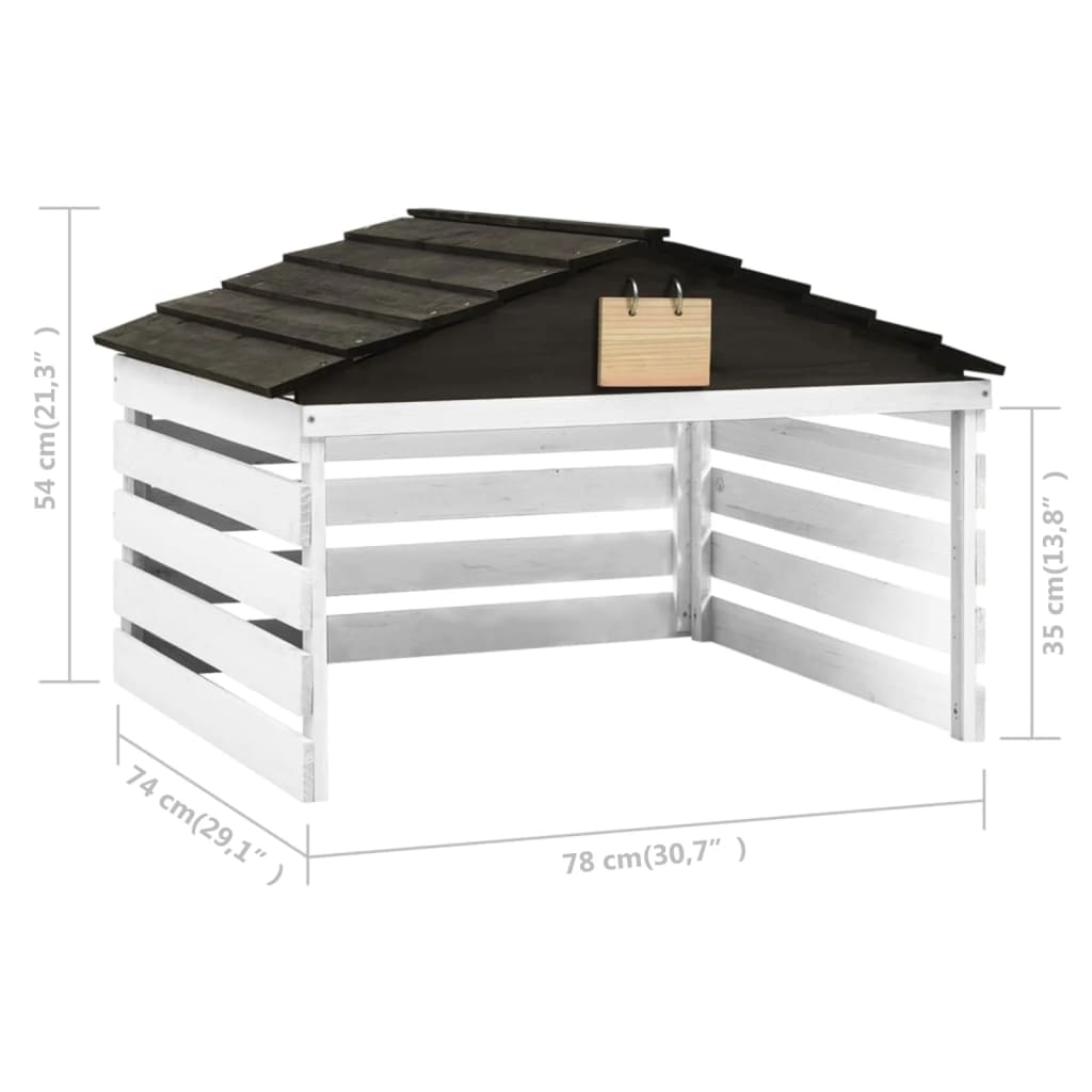 Garaža za robotsku kosilicu crno-bijela 78x74x54 cm od jelovine