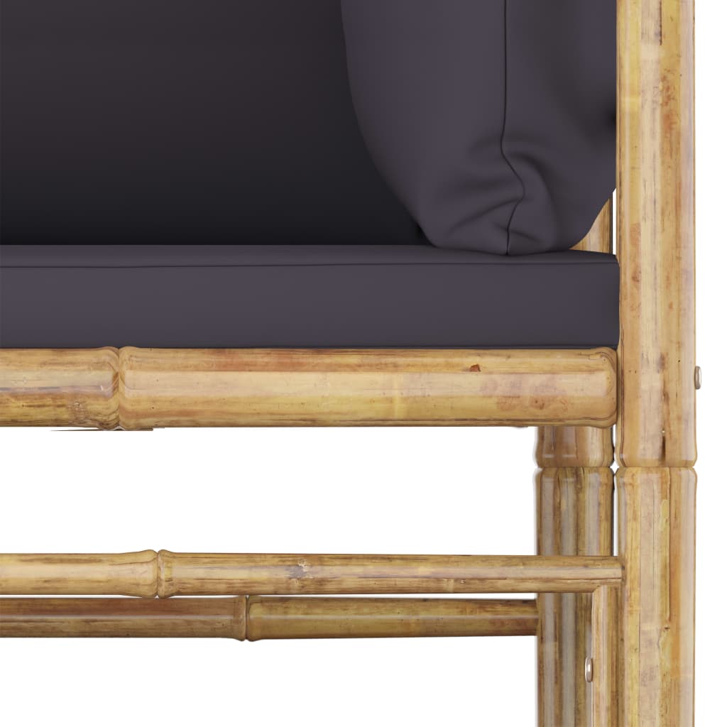6-dijelna vrtna garnitura od bambusa s tamnosivim jastucima
