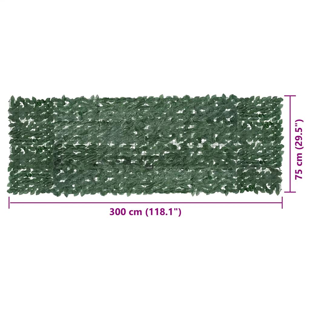 Balkonski zastor s tamnozelenim lišćem 300 x 100 cm