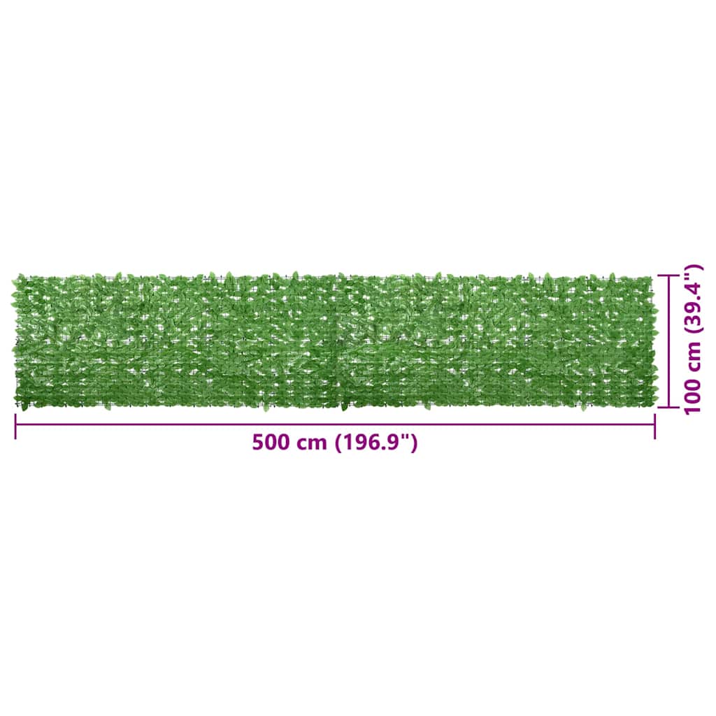 Balkonski zastor sa zelenim lišćem 500 x 100 cm