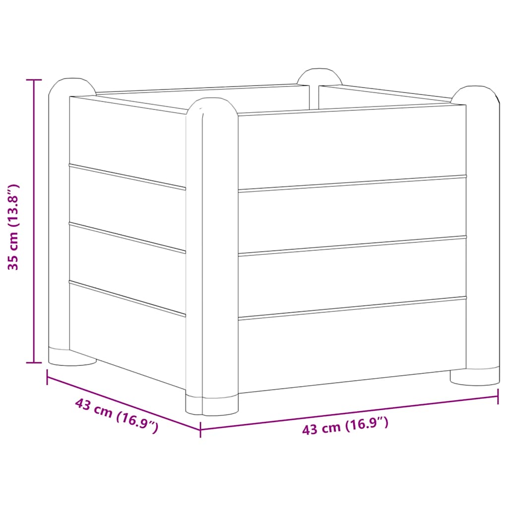 Povišena vrtna gredica PP bijela 43 x 43 x 35 cm