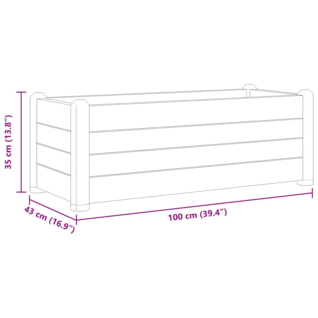Povišena vrtna gredica PP boja kave 100 x 43 x 35 cm