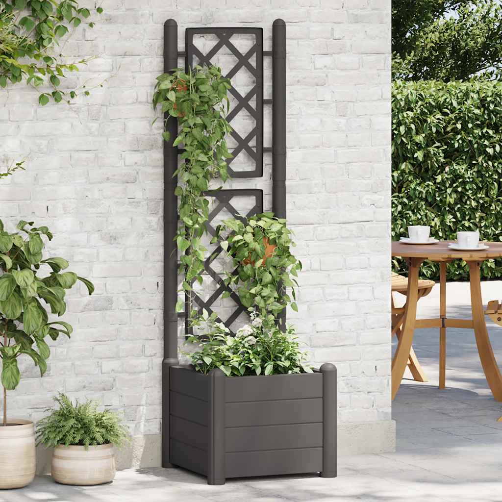 Vrtna sadilica s rešetkom 43 x 43 x 142 cm PP antracit