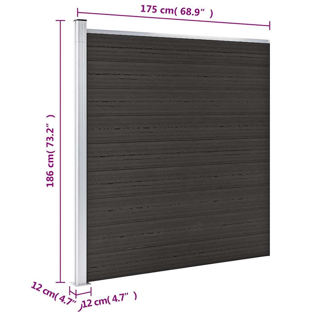 Panel za ogradu WPC 175 x 186 cm crni