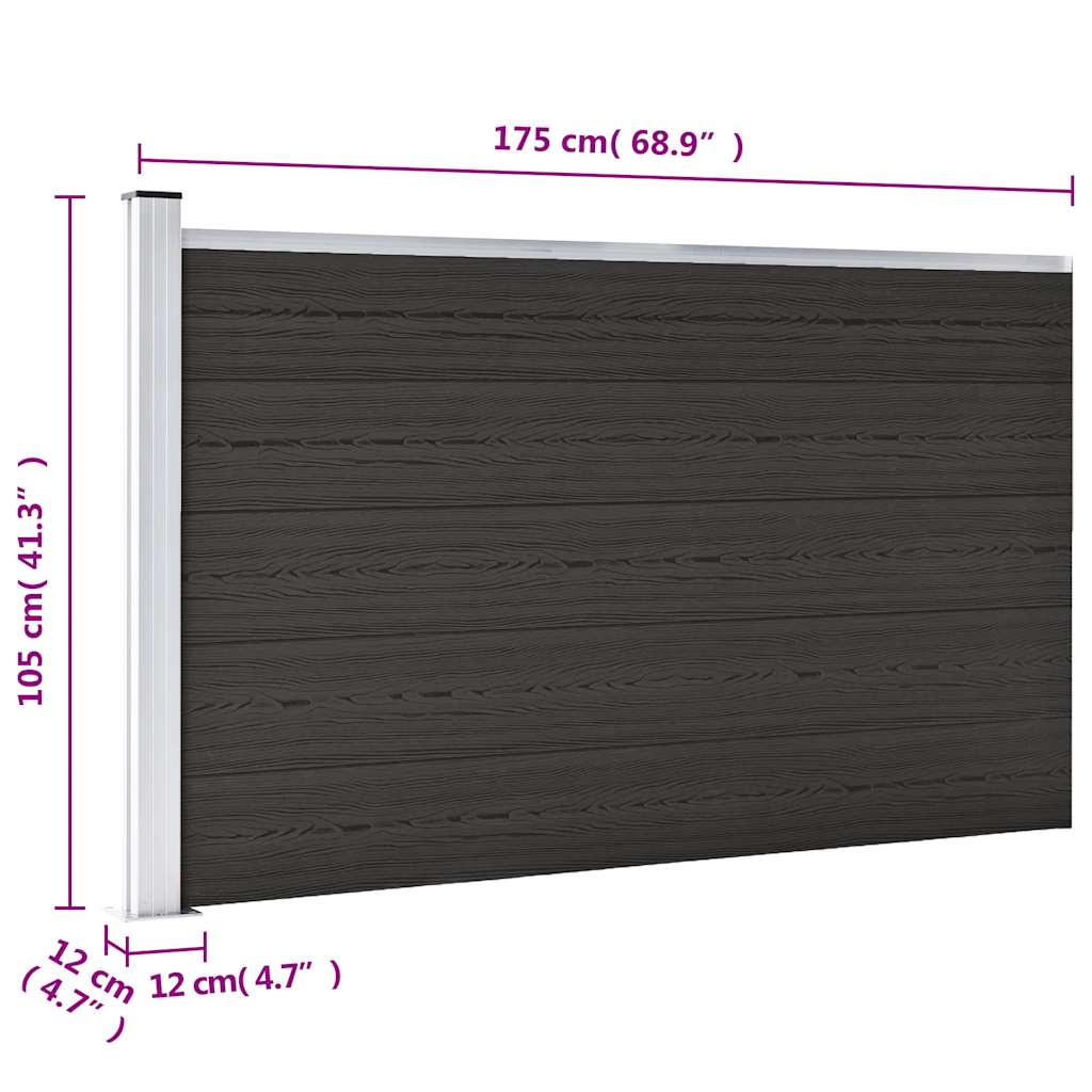 Panel za ogradu WPC 175 x 105 cm crni