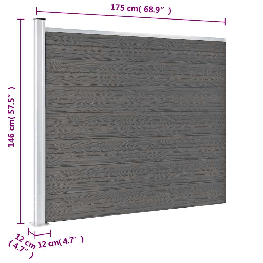 Panel za ogradu WPC 175 x 146 cm sivi