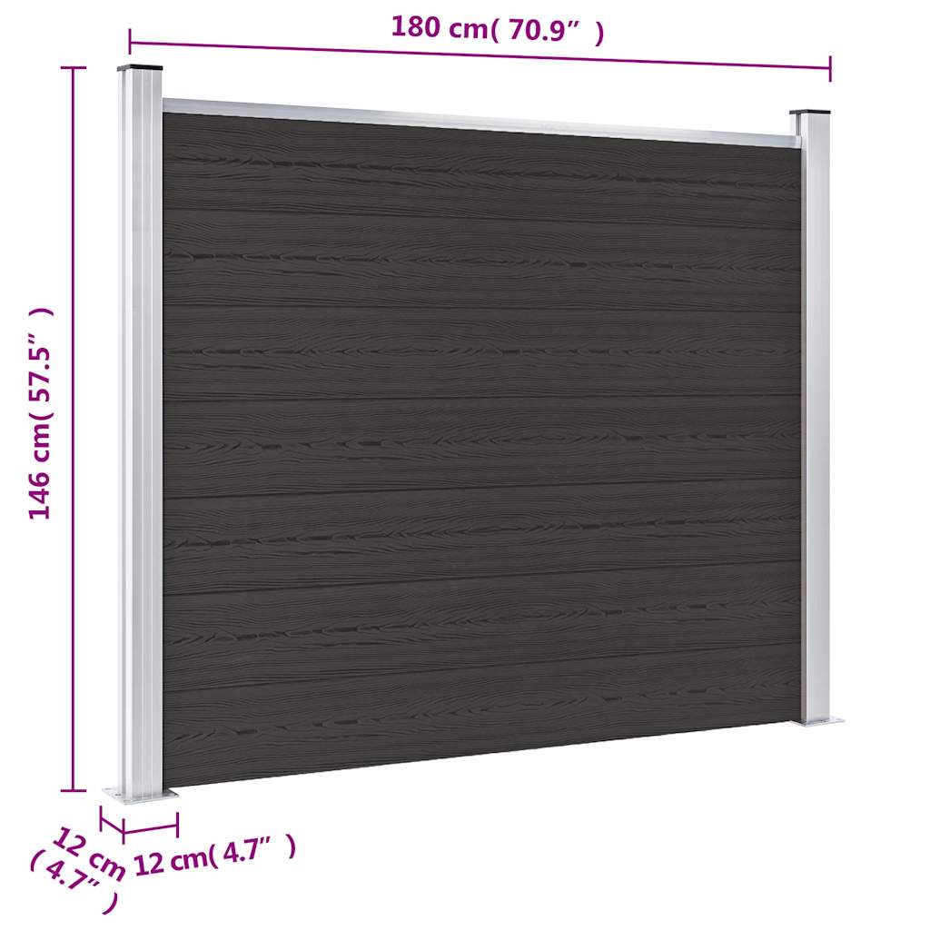 Panel za ogradu WPC 180 x 146 cm crni