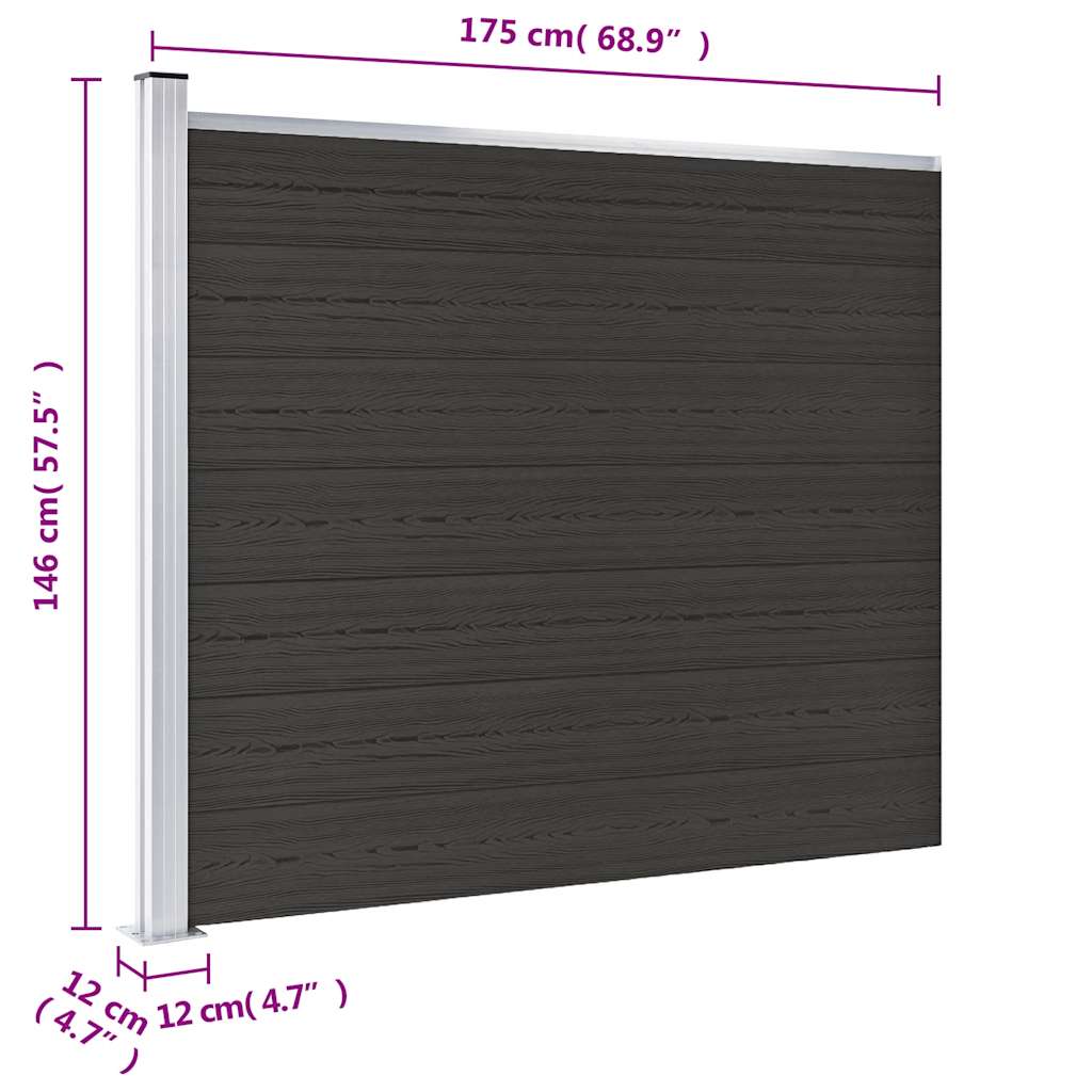 Panel za ogradu WPC 175 x 146 cm crni