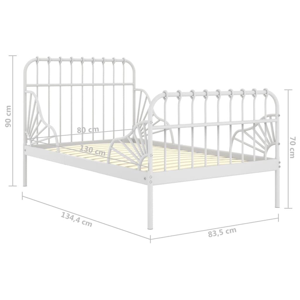 Produživi okvir za krevet bijeli metalni 80 x 130/200 cm