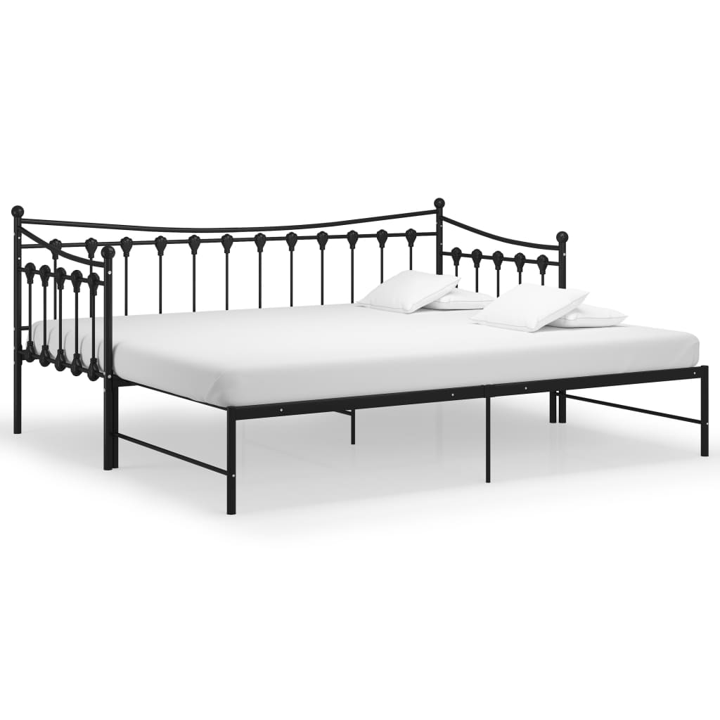 Okvir za krevet na razvlačenje crni metalni 90 x 200 cm