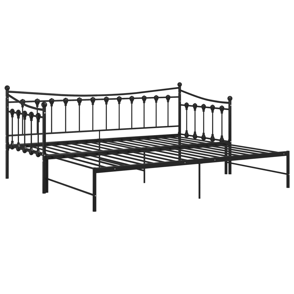 Okvir za krevet na razvlačenje crni metalni 90 x 200 cm