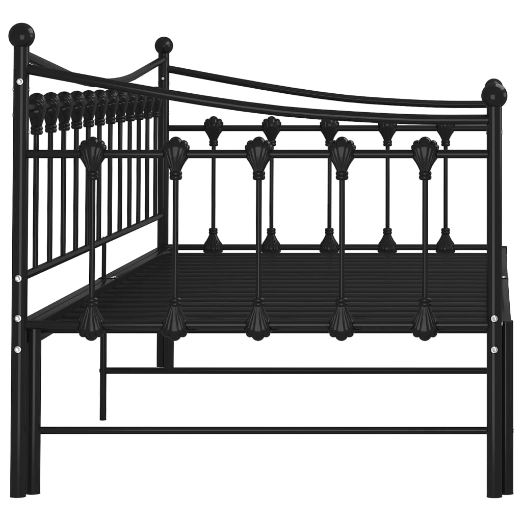 Okvir za krevet na razvlačenje crni metalni 90 x 200 cm