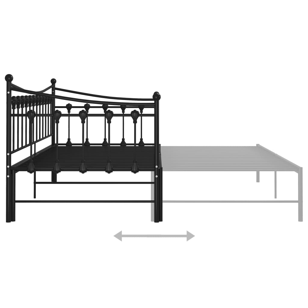 Okvir za krevet na razvlačenje crni metalni 90 x 200 cm