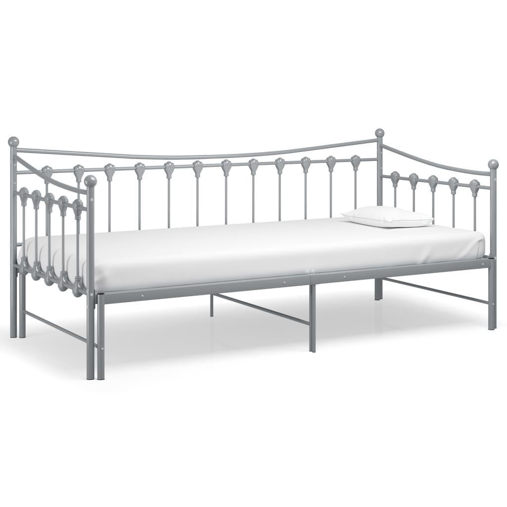 Okvir za krevet na razvlačenje sivi metalni 90 x 200 cm