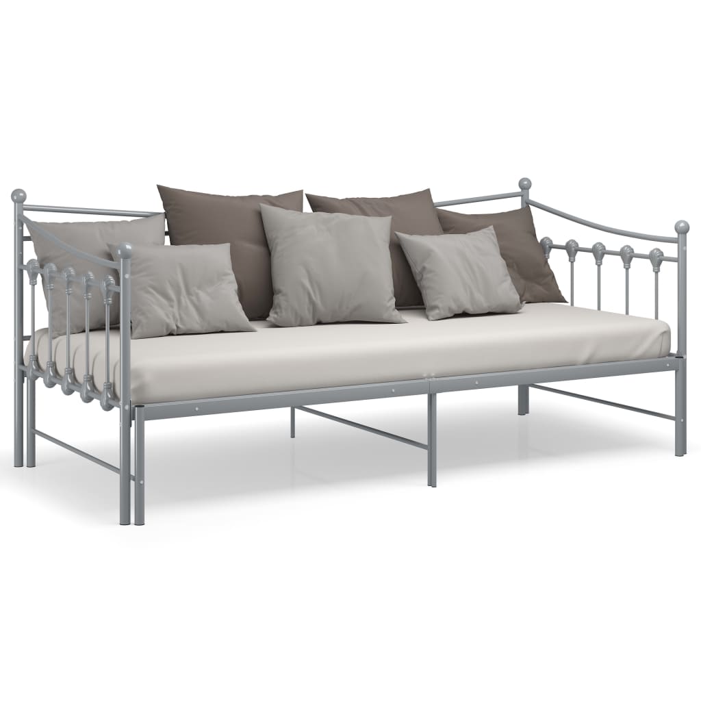 Okvir za krevet na razvlačenje sivi metalni 90 x 200 cm