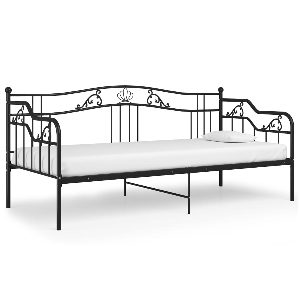 Okvir za krevet na razvlačenje crni metalni 90 x 200 cm