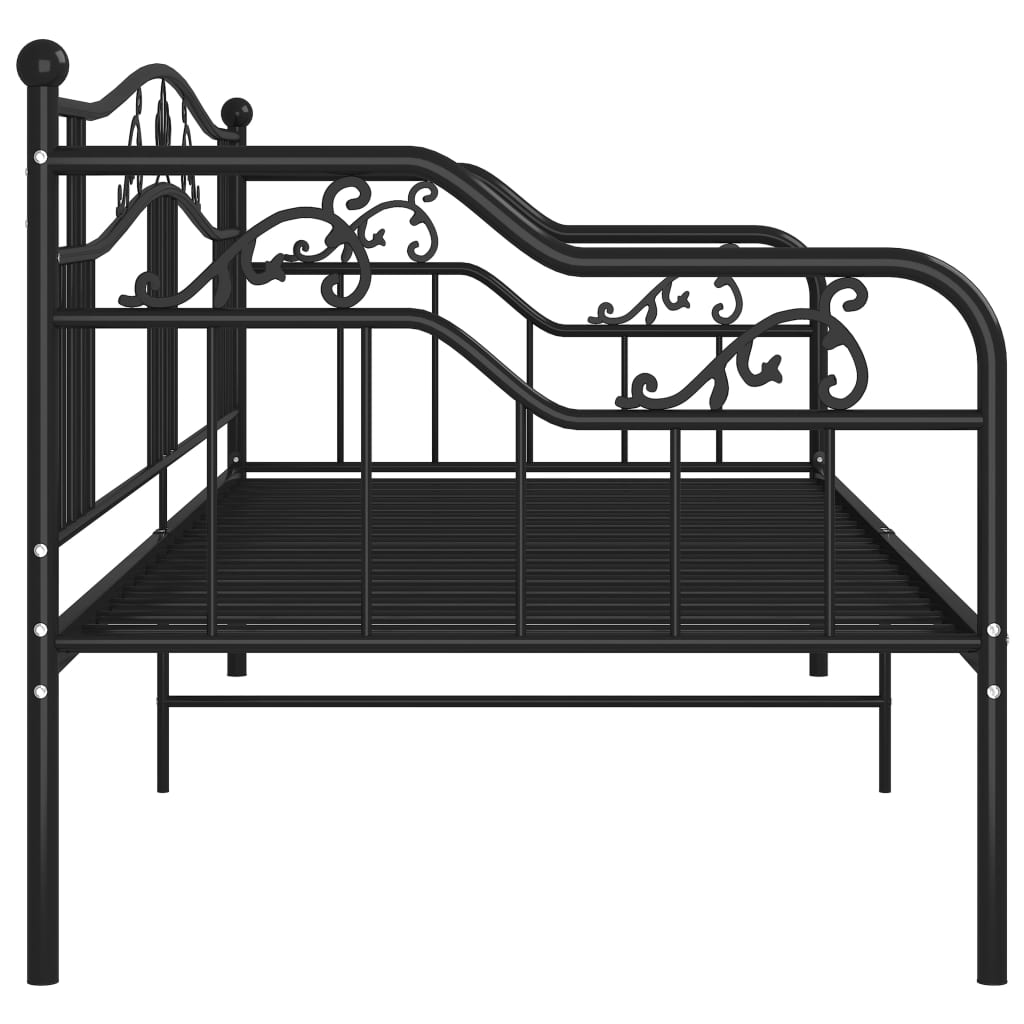Okvir za krevet na razvlačenje crni metalni 90 x 200 cm