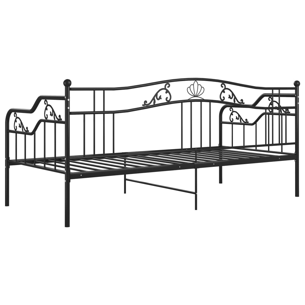 Okvir za krevet na razvlačenje crni metalni 90 x 200 cm