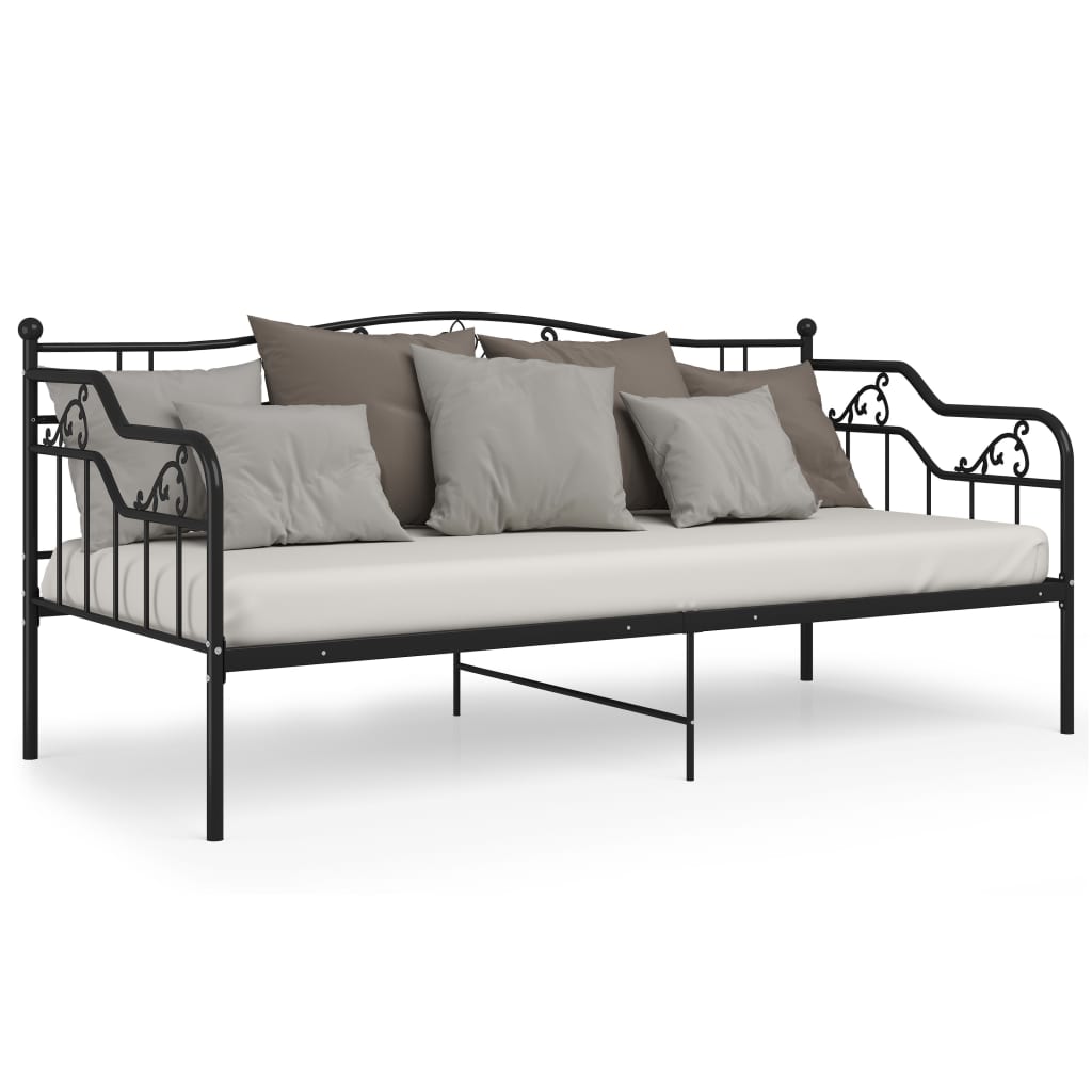 Okvir za krevet na razvlačenje crni metalni 90 x 200 cm