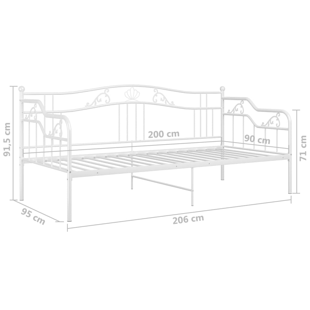 Okvir za krevet na razvlačenje bijeli metalni 90 x 200 cm