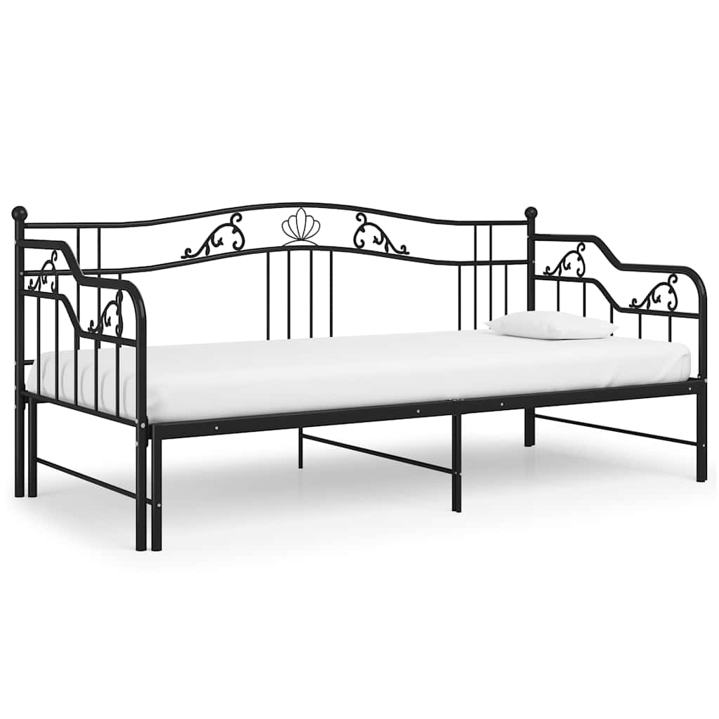 Okvir za krevet na razvlačenje crni metalni 90 x 200 cm