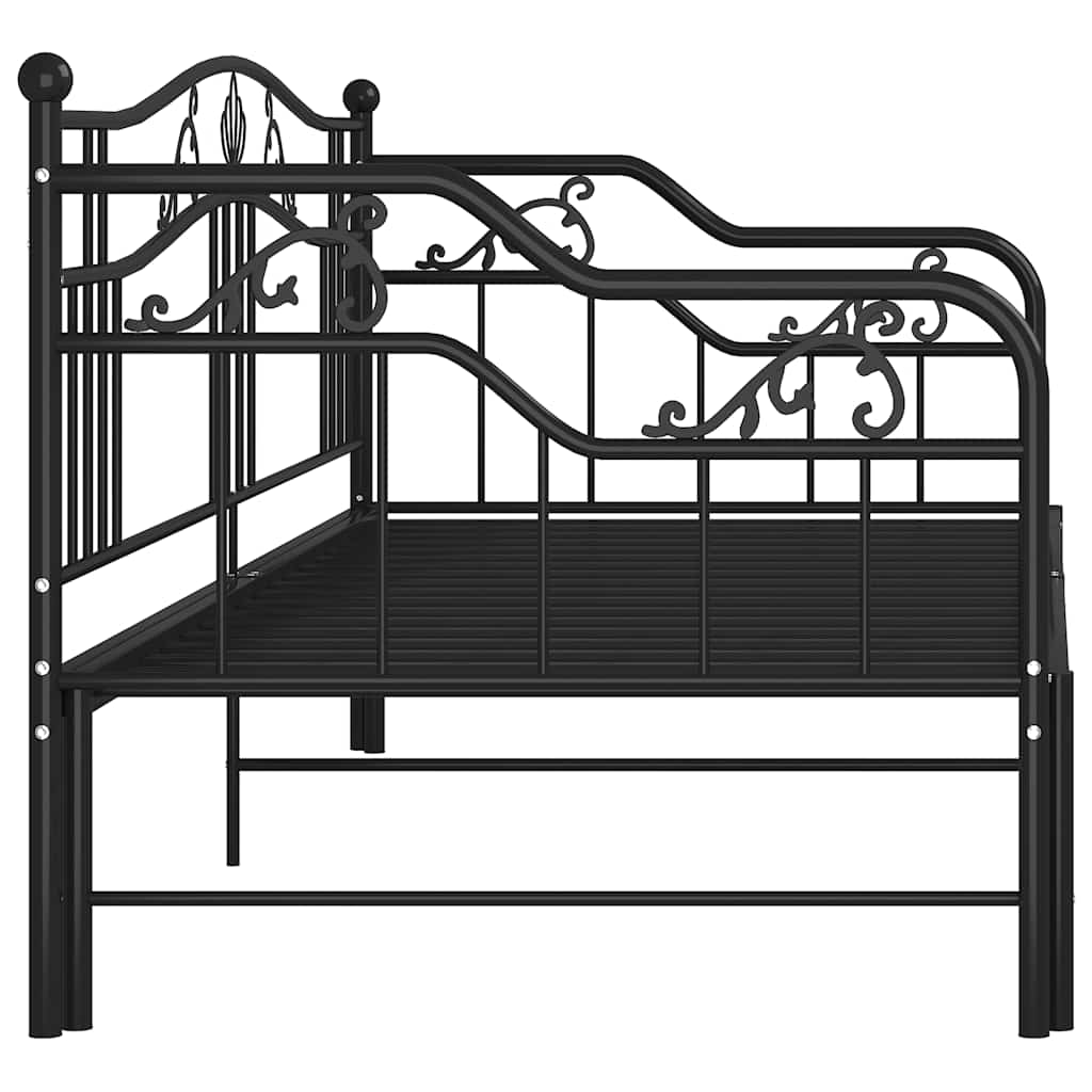 Okvir za krevet na razvlačenje crni metalni 90 x 200 cm