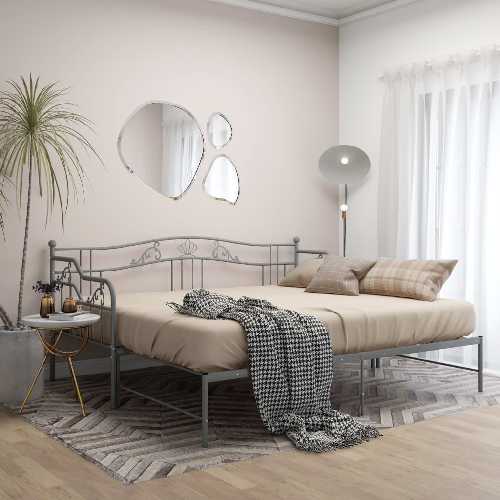 Okvir za krevet na razvlačenje sivi metalni 90 x 200 cm