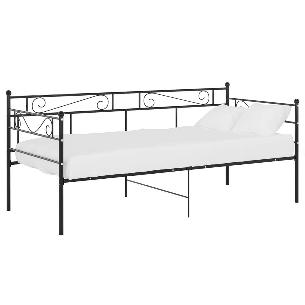 Okvir za krevet na razvlačenje crni metalni 90 x 200 cm