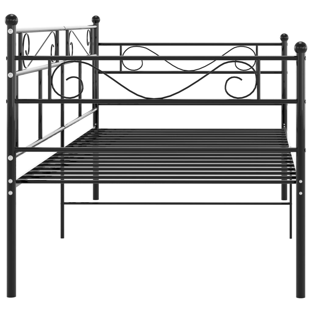 Okvir za krevet na razvlačenje crni metalni 90 x 200 cm