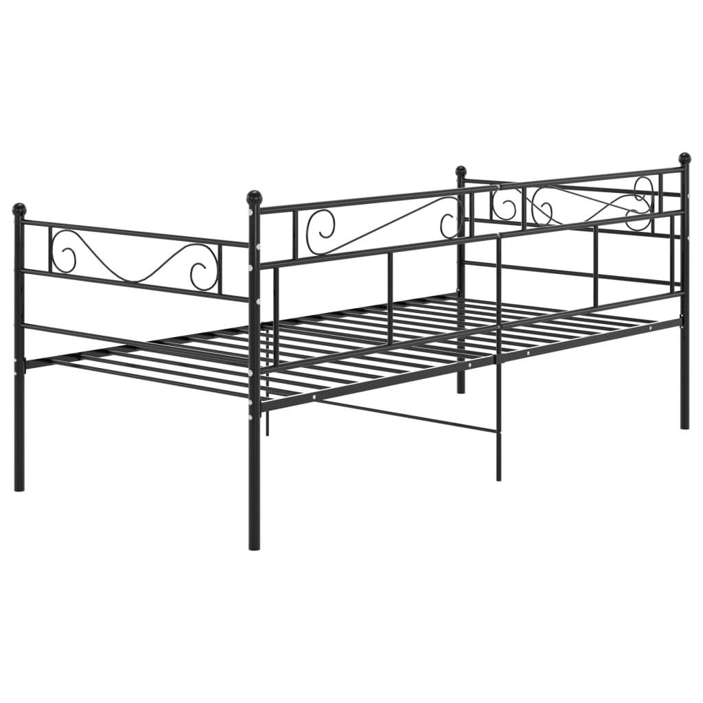 Okvir za krevet na razvlačenje crni metalni 90 x 200 cm