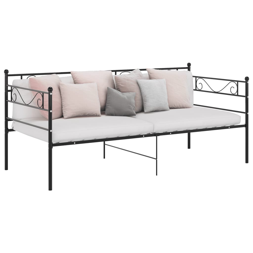 Okvir za krevet na razvlačenje crni metalni 90 x 200 cm
