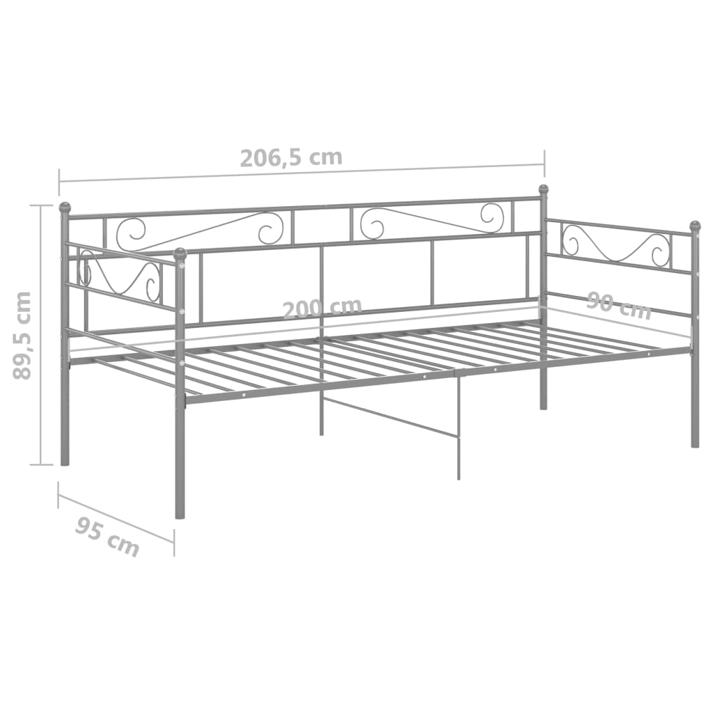 Okvir za krevet na razvlačenje sivi metalni 90 x 200 cm
