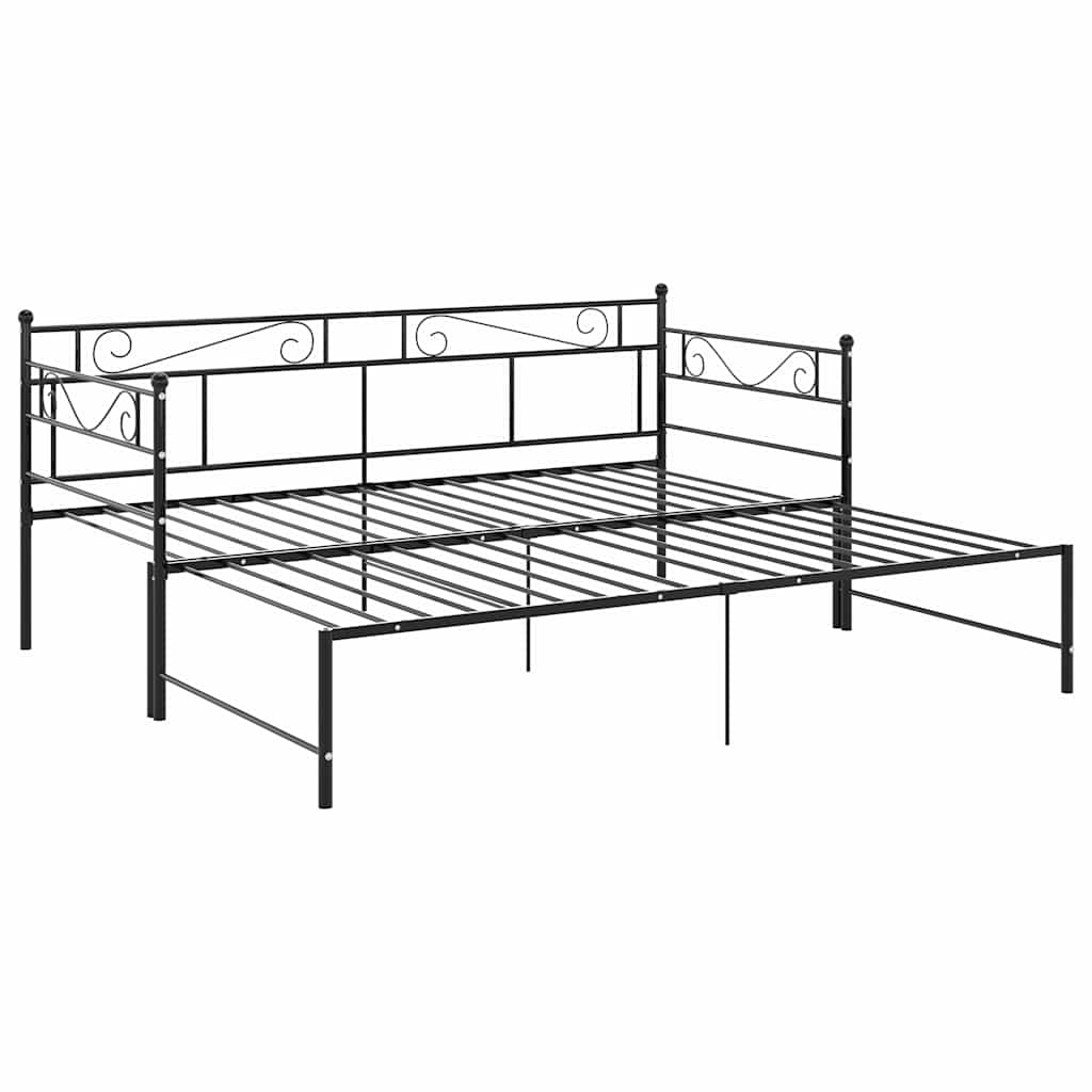 Okvir za krevet na razvlačenje crni metalni 90 x 200 cm