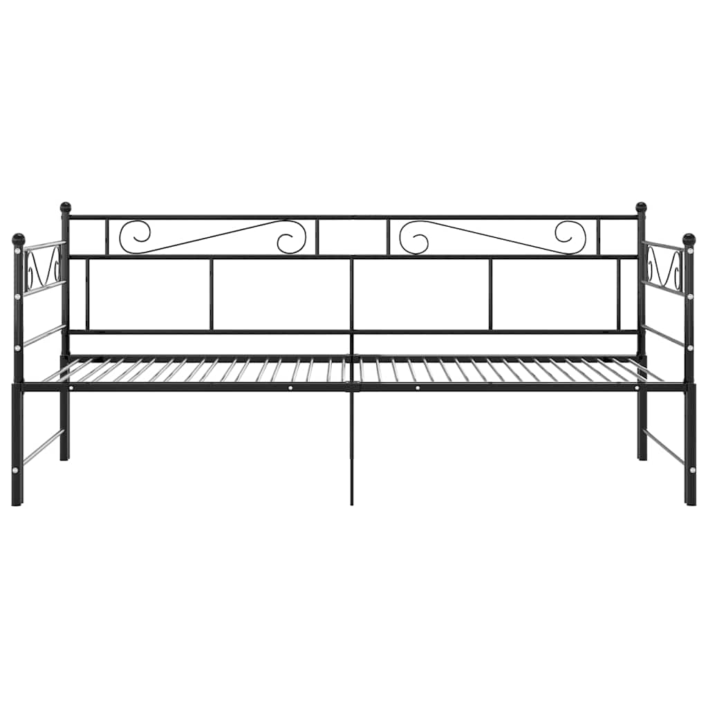 Okvir za krevet na razvlačenje crni metalni 90 x 200 cm
