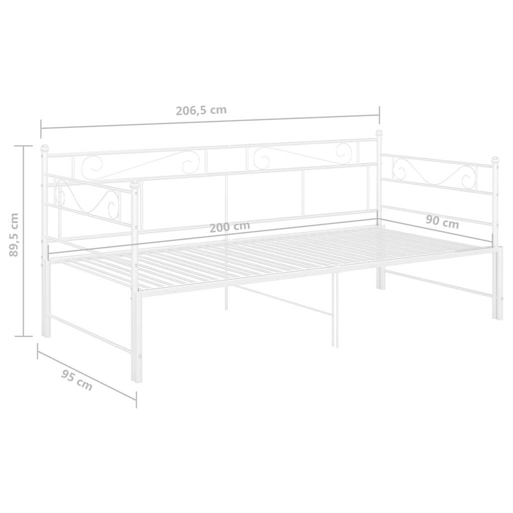 Okvir za krevet na razvlačenje bijeli metalni 90 x 200 cm