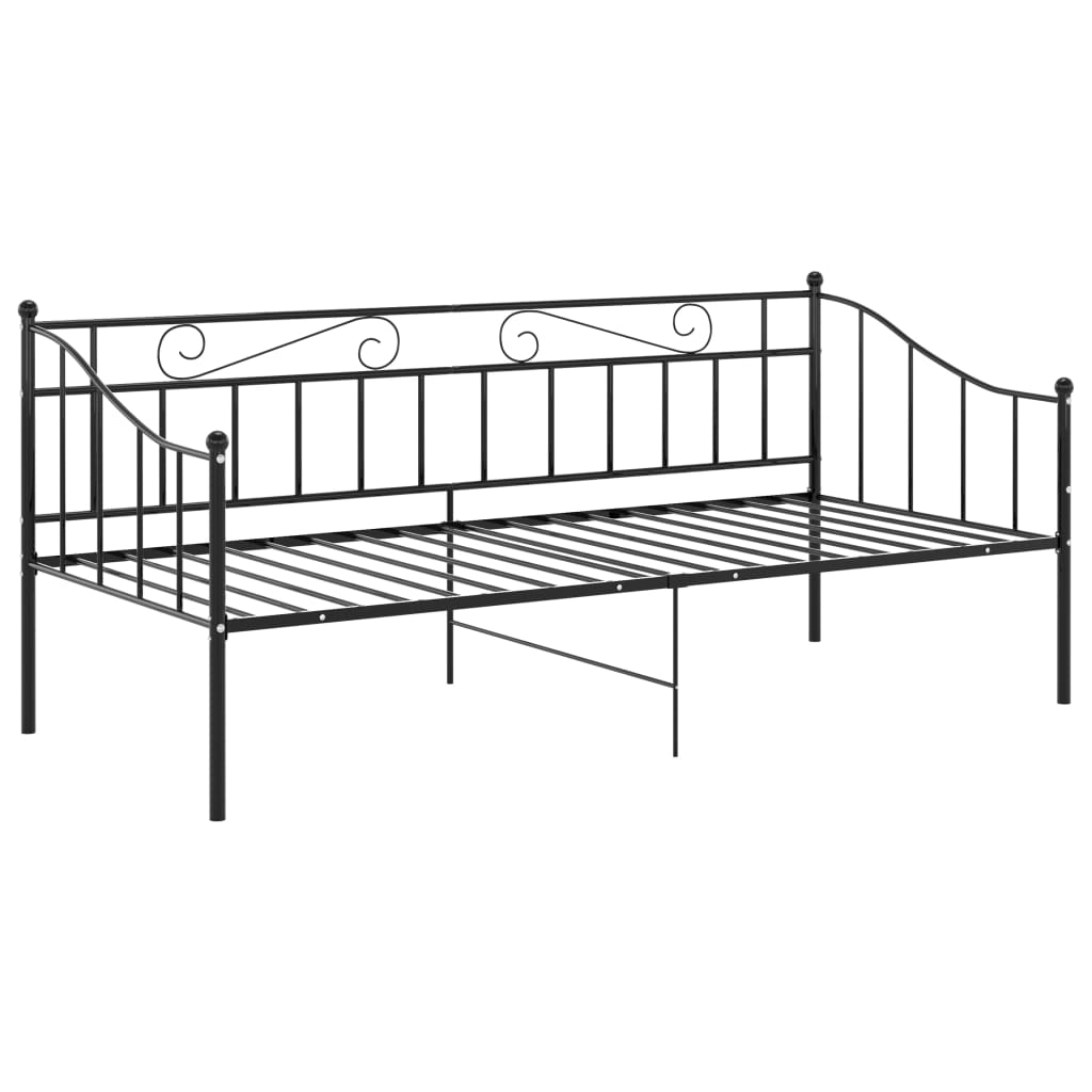 Okvir za krevet na razvlačenje crni metalni 90 x 200 cm