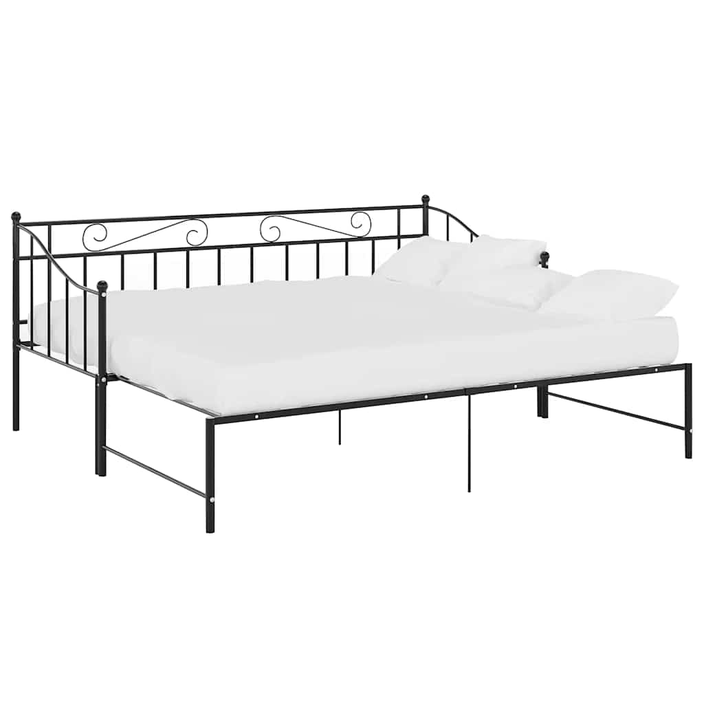 Okvir za krevet na razvlačenje crni metalni 90 x 200 cm
